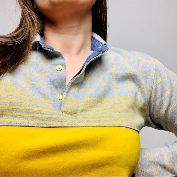 Superdry Long Sleeve Yellow Grey Collared Polo - Picture 2 of 14